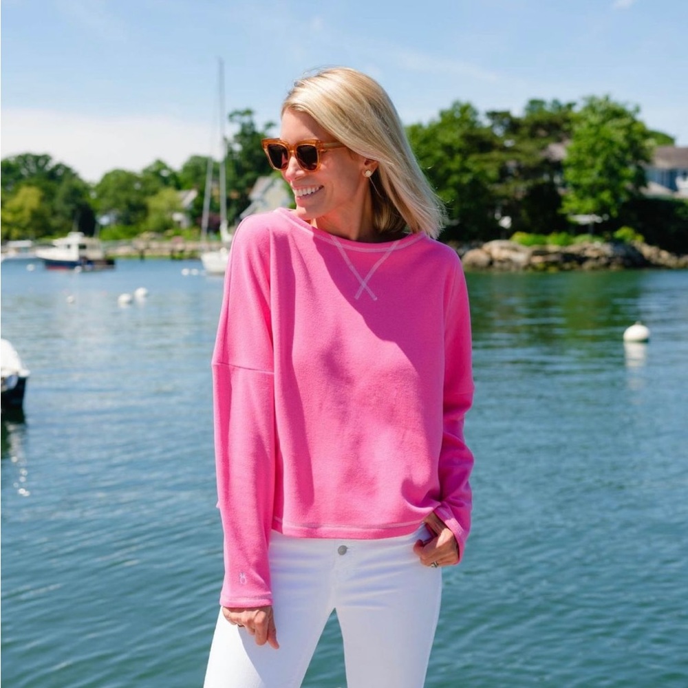 Dudley Stephens somerest sweatshirt in terry fleece (bubble gum pink)